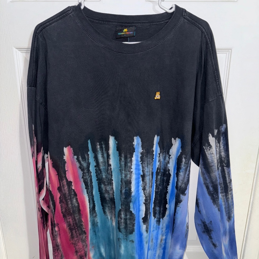 Teddy Fresh Dyed Flames Tee Long sleeve Size L